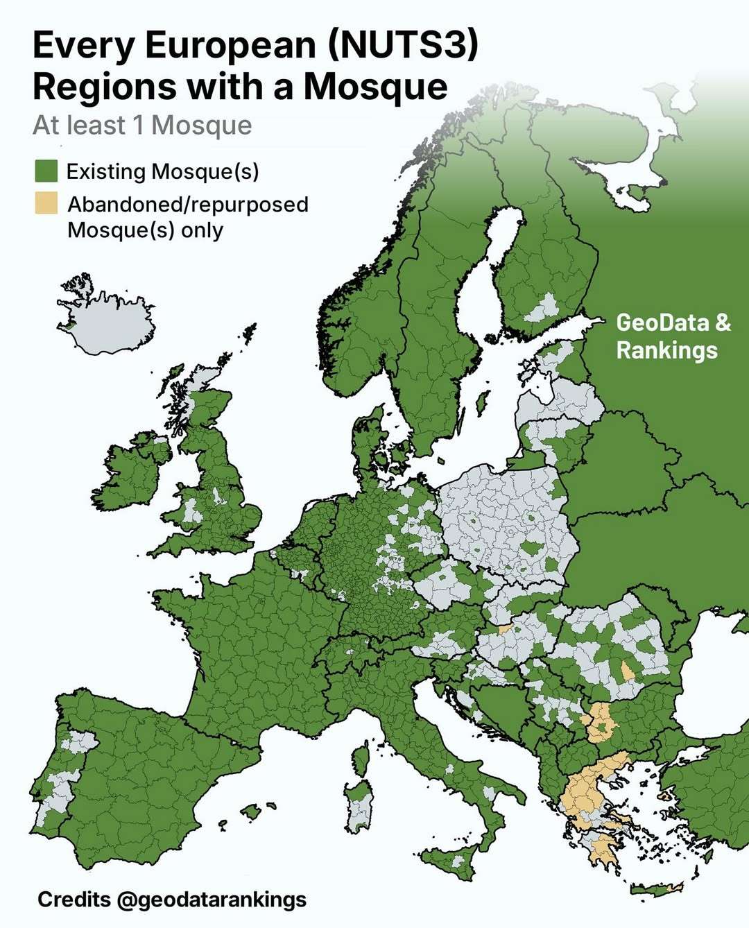 European regions with a mosque