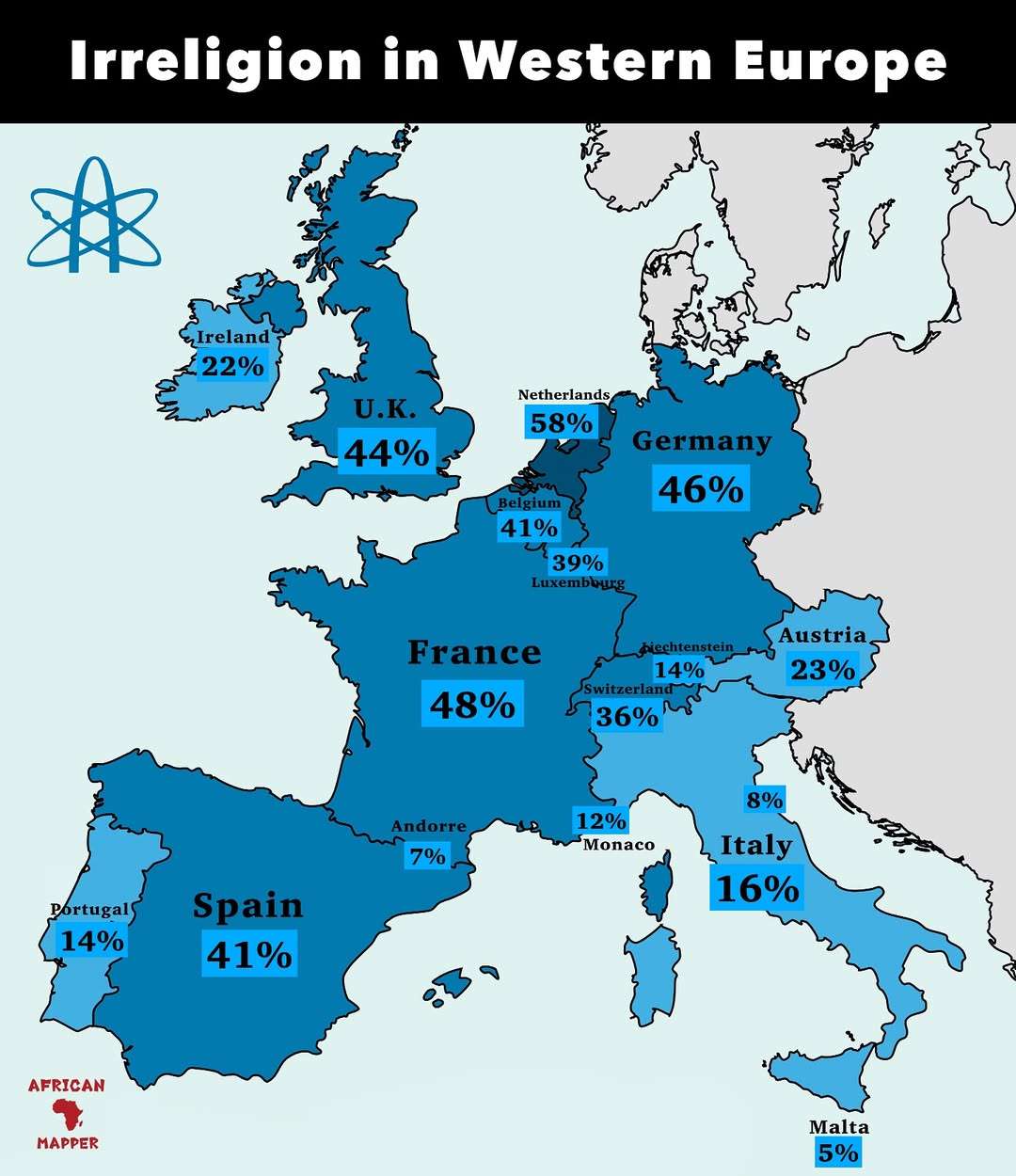 Irreligion in Western Europe