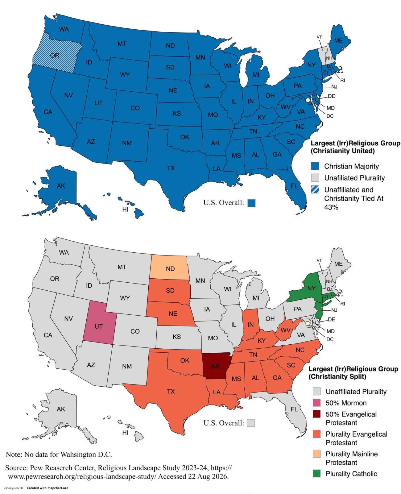 Largest (Irr)Religious Group by U.S. State