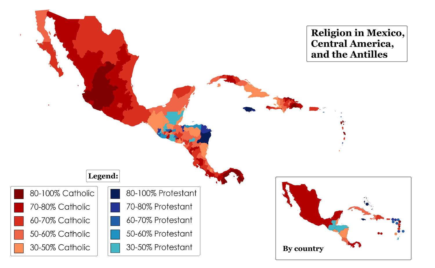 Religion in Mexico, Central America, and some of the Antilles
