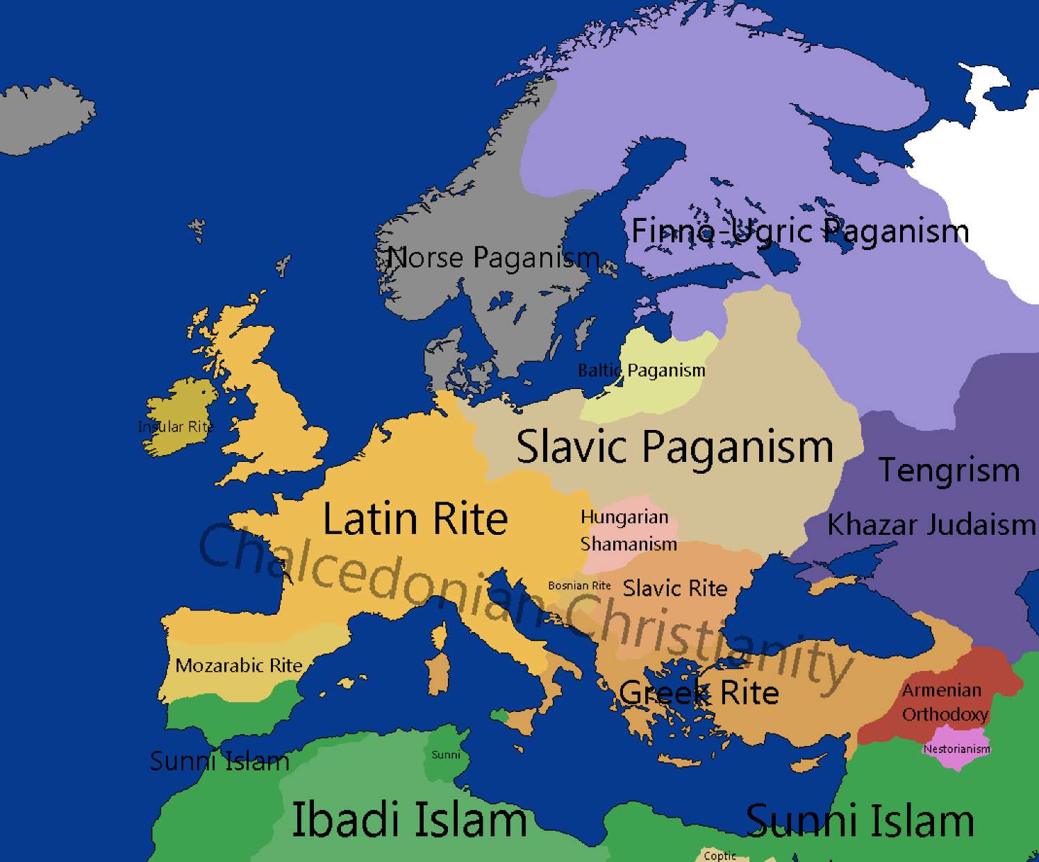 Religious Map of Europe in 900 AD