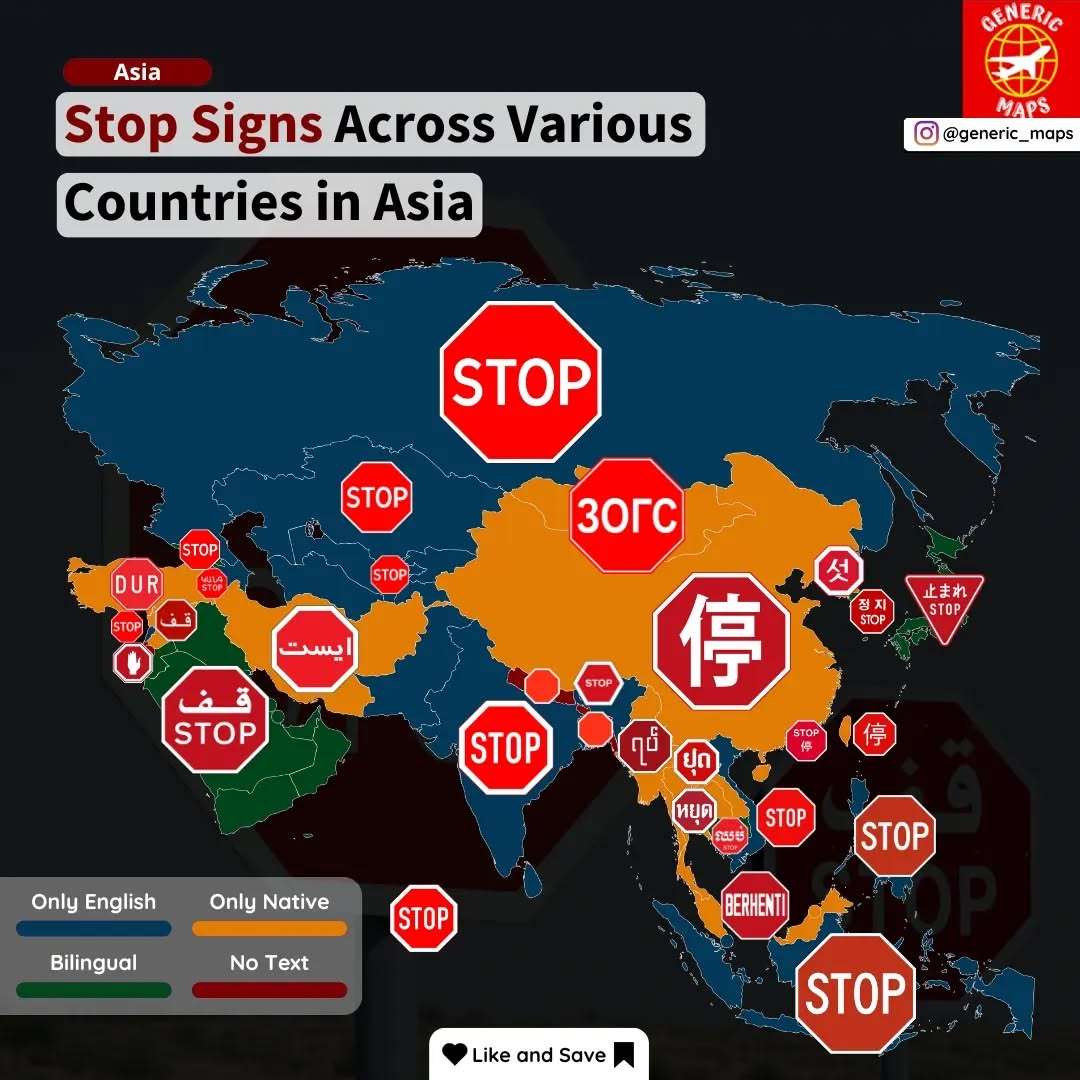 Stop signs in Asian coutries