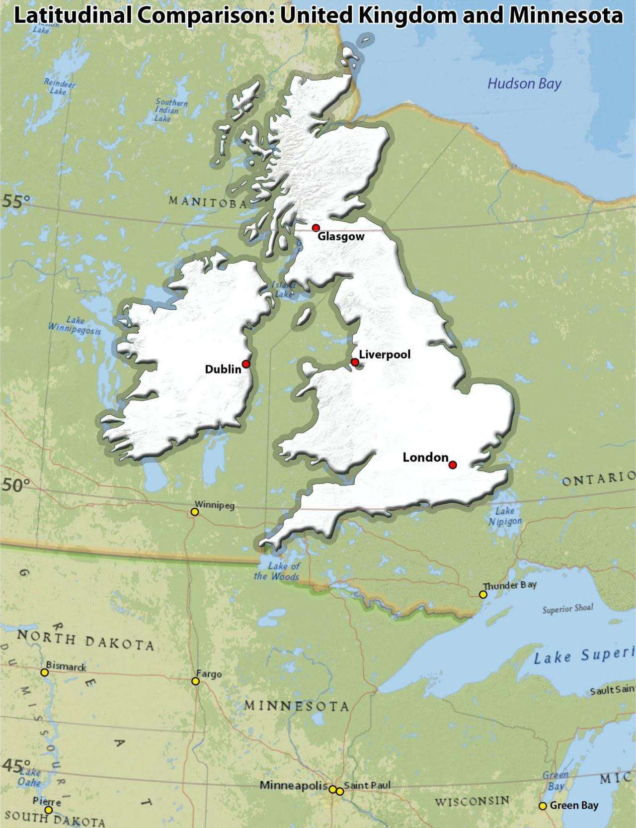 Latitudinal Comparison: Canada, UK and Ireland
