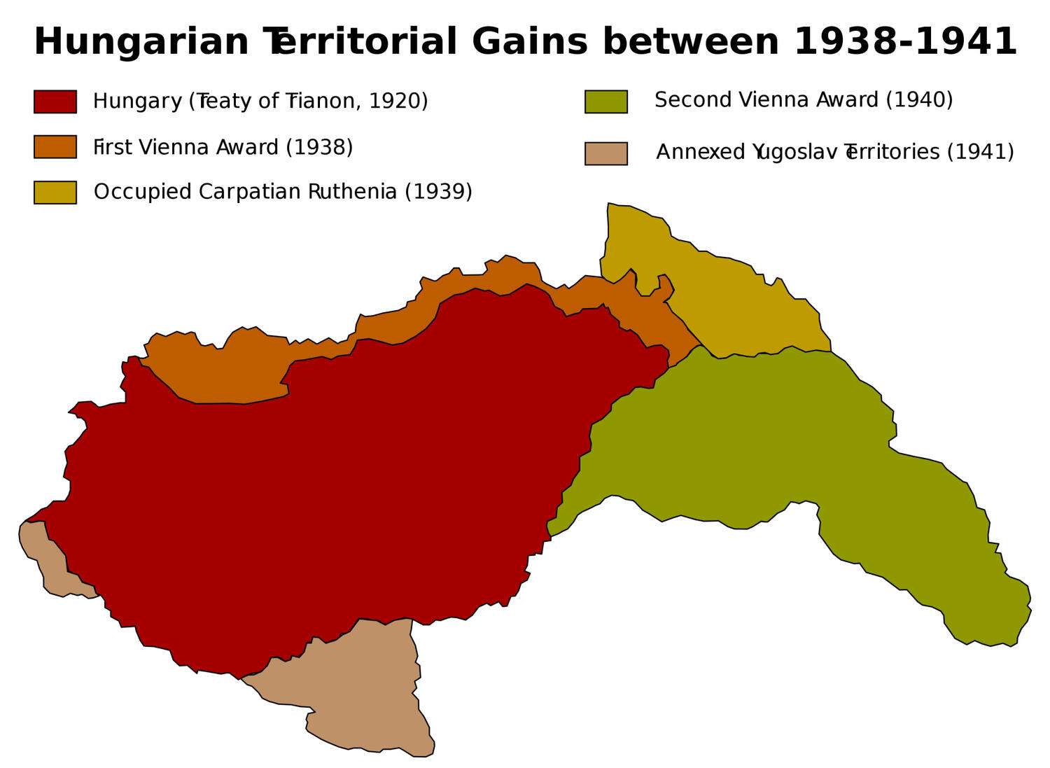 Hungarian territorial gains between 1938 and 1941