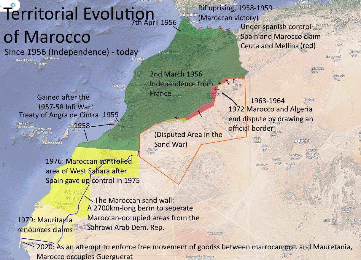 Territorial evolution of Morocco since their Independence