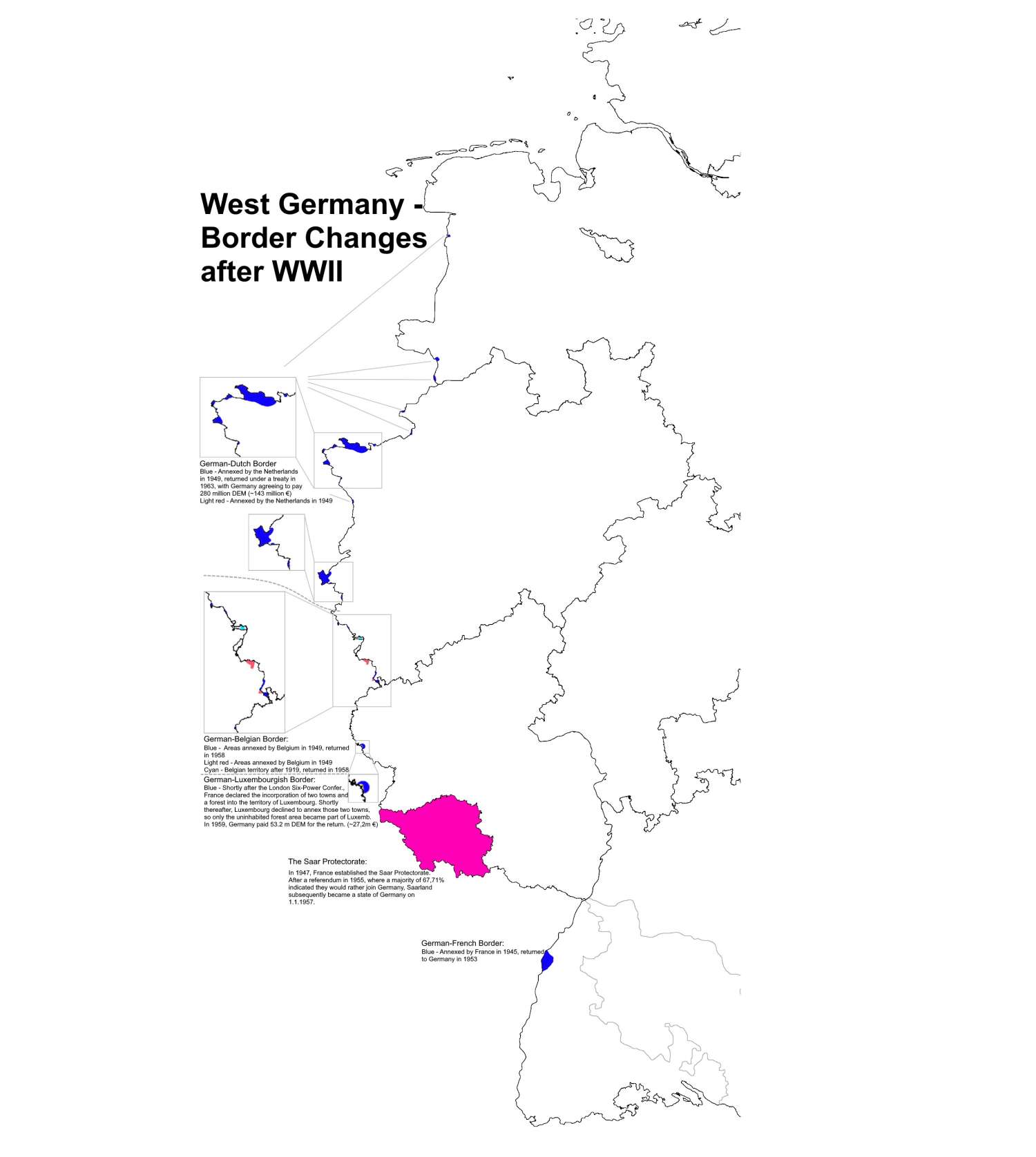 West Germany Border Changes after World War 2