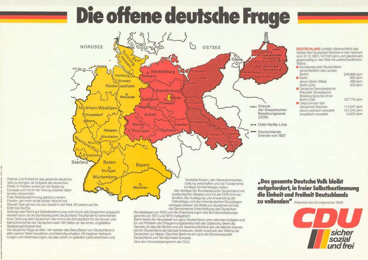 The Open German Question: map supporting the restoration of pre-war German borders, 1980