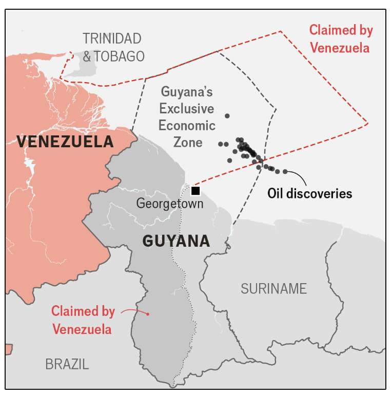 Venezuela's land and sea claims over Guyana