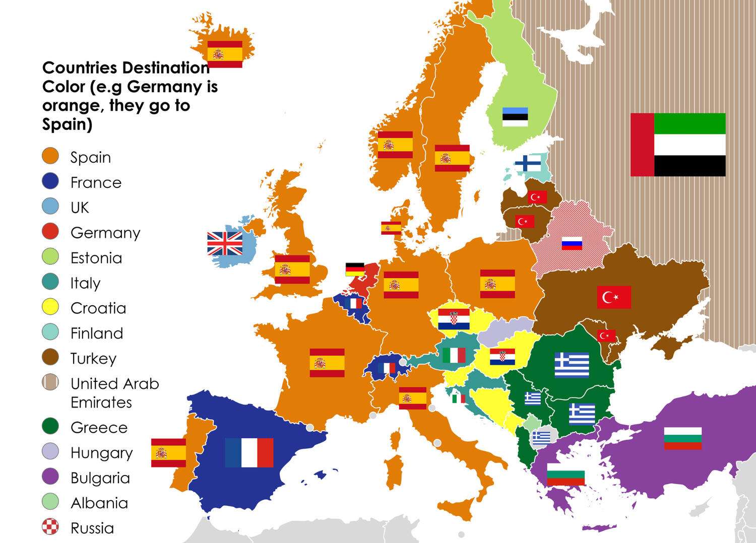 Europeans Most Popular Summer Holidays Destination (Outside of their own country)