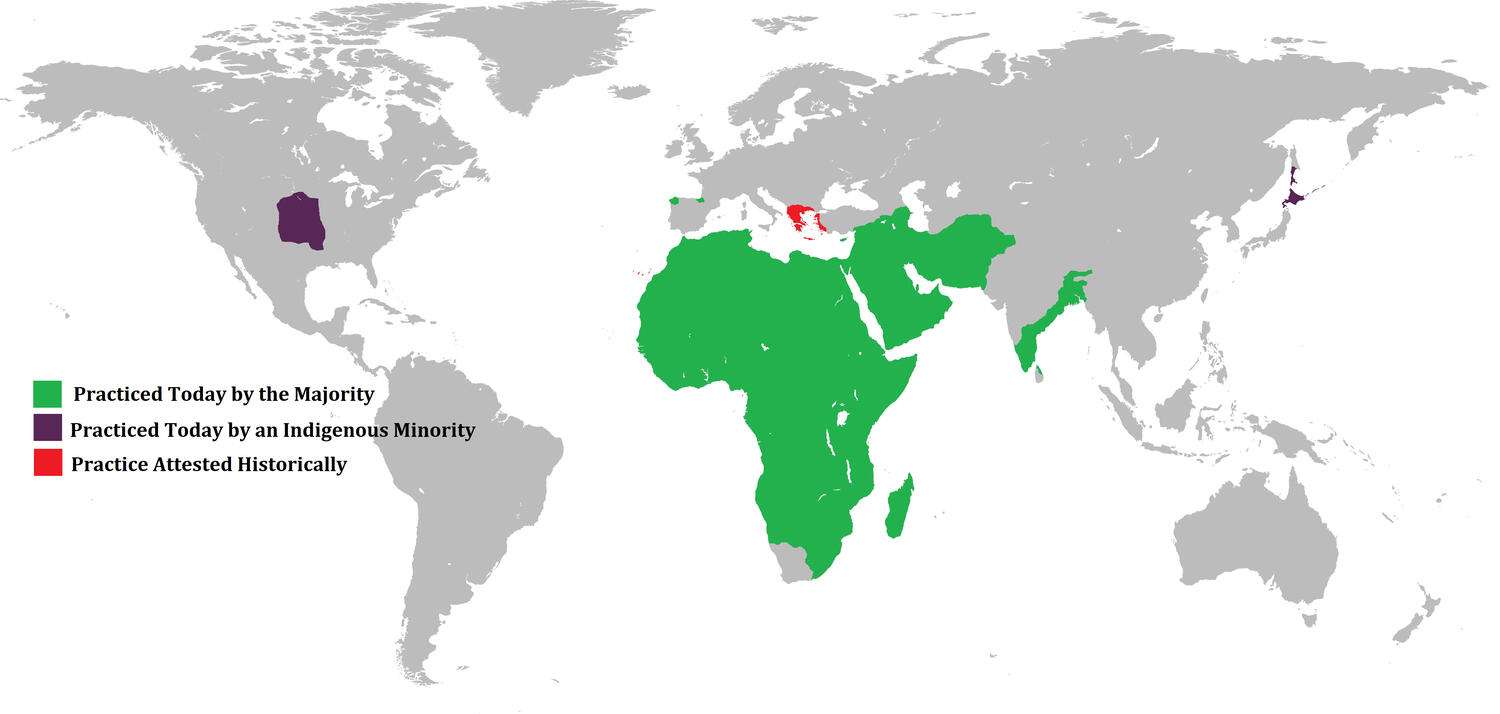 The global spread of the practice of ululation