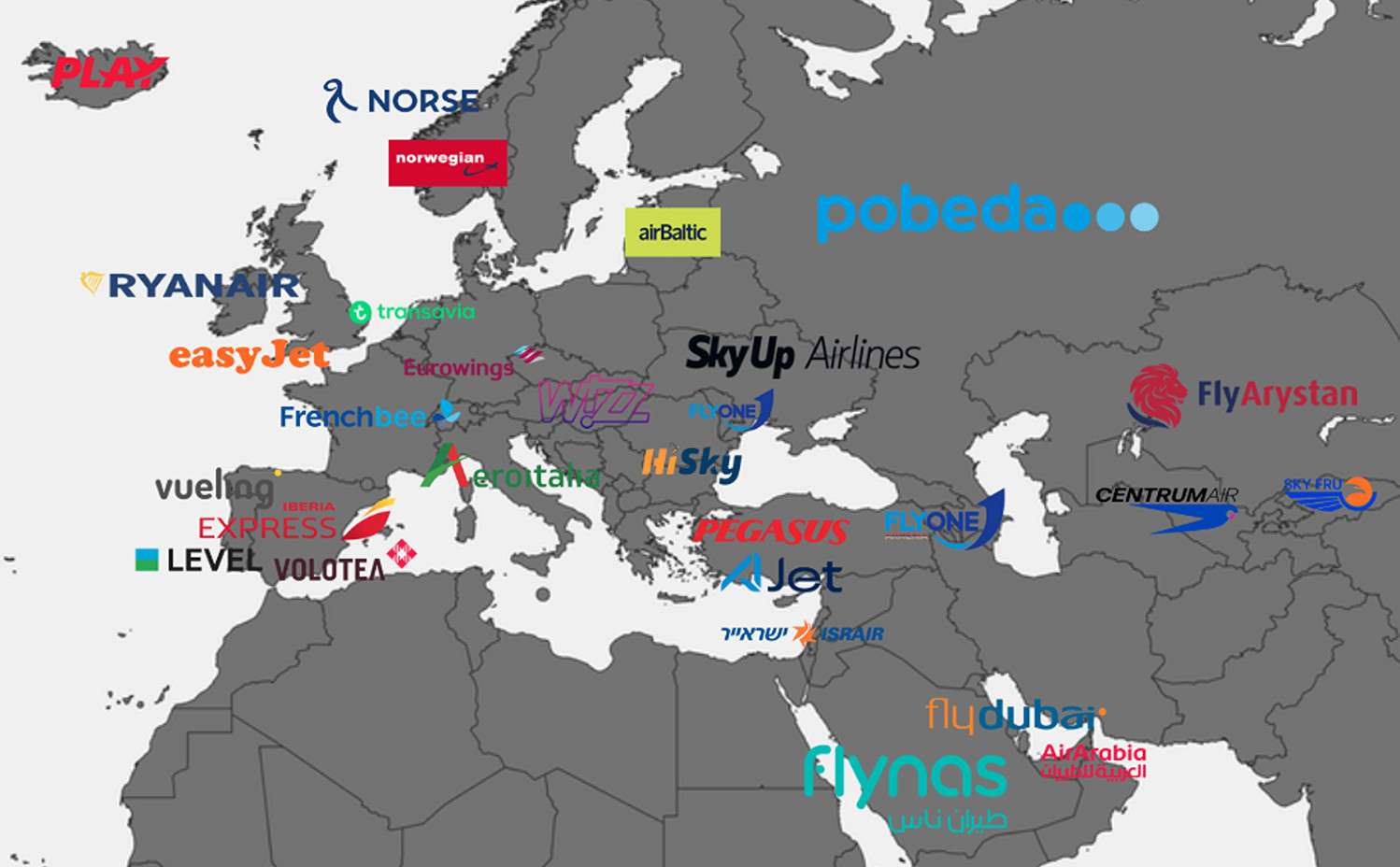 Low-cost airlines of Europe and West-Asia