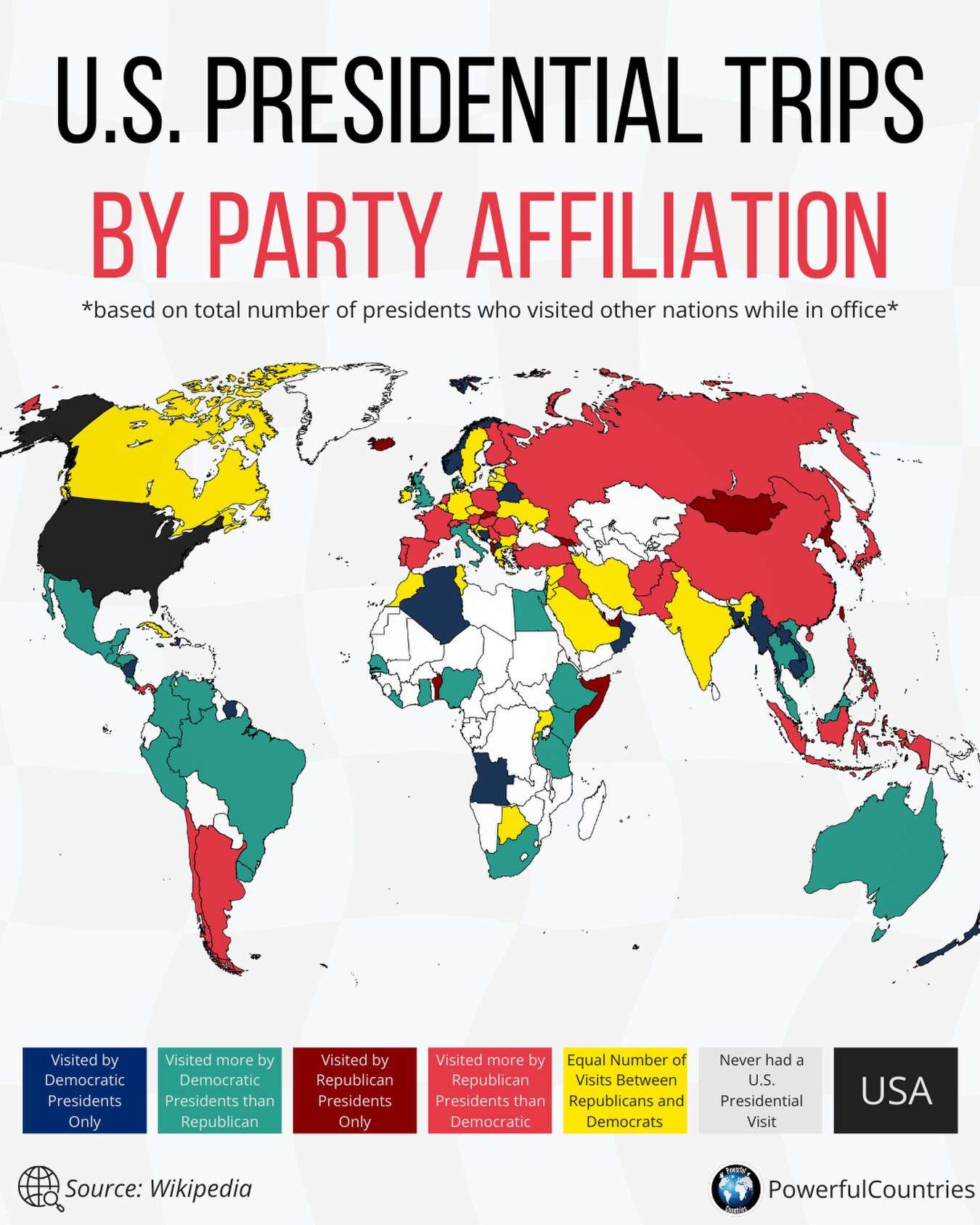 US Presidential Trips by Party Affiliation