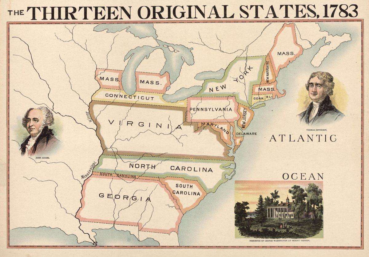 The Thirteen Original States, 1783