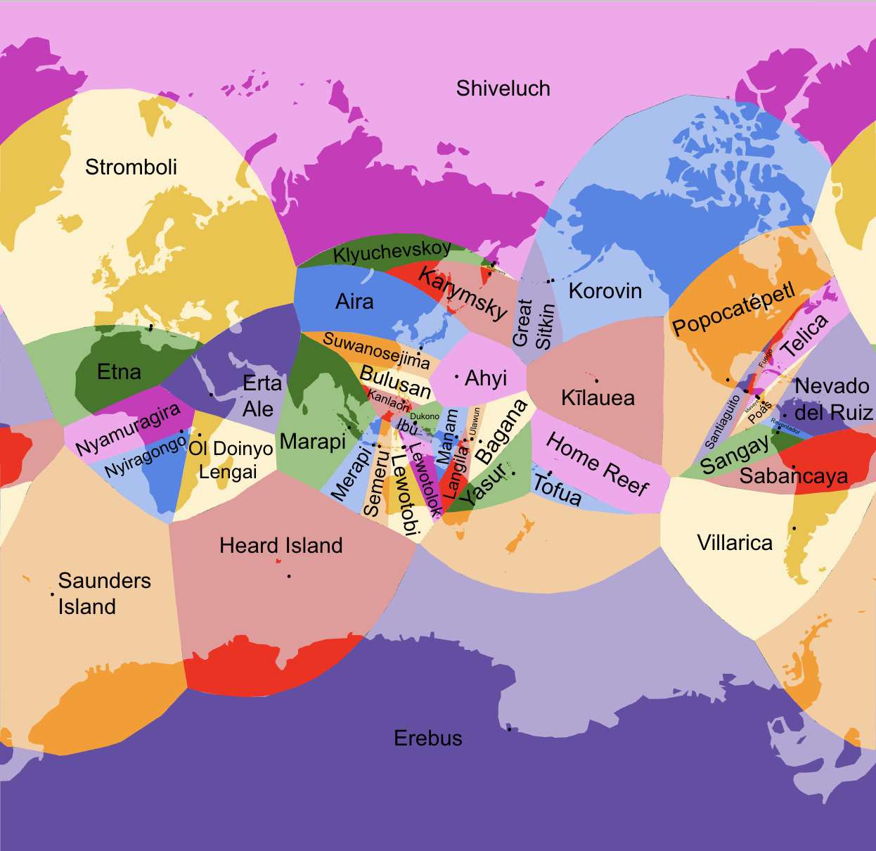 Which currently erupting volcano are you closest to?