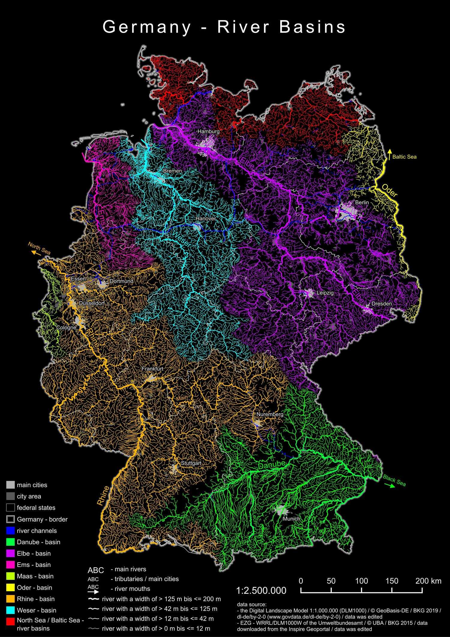 River basin map of Germany