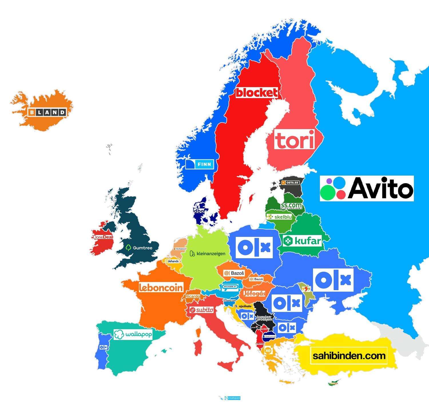Most Popular Online Second-Hand Marketplaces by Country in Europe