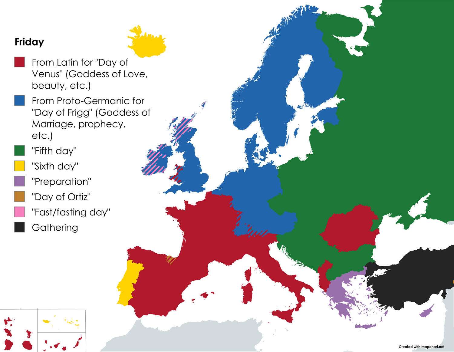 Origin of the words for Friday in European languages 