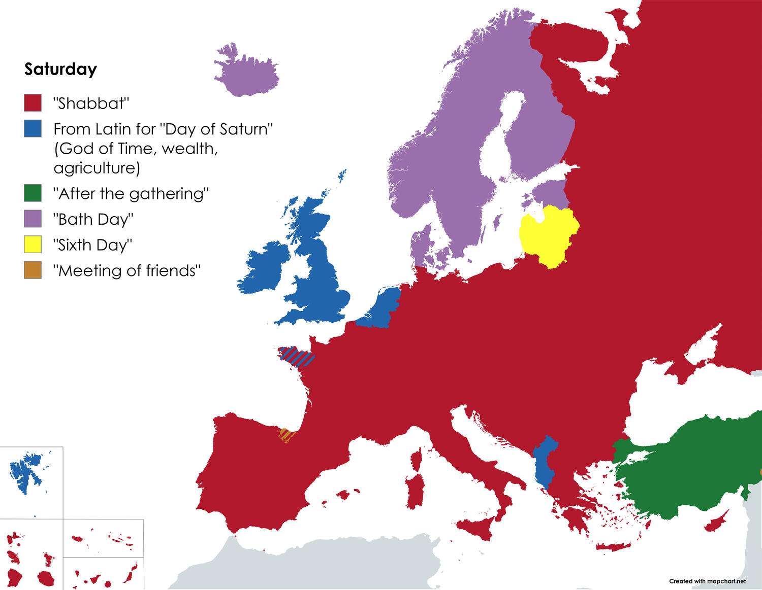 Origin of the words for Saturday in European languages
