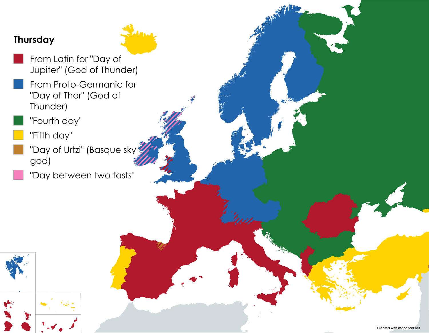 Origin of the words for Thursday in European languages