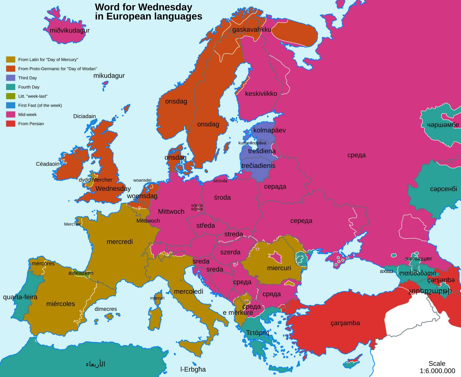 Word for Wednesday in European languages