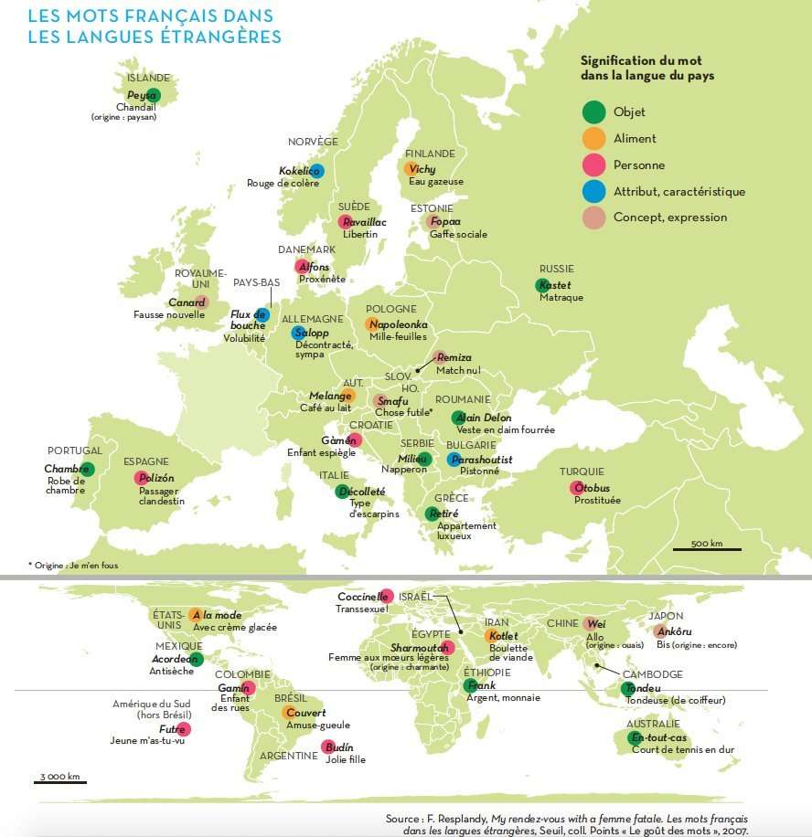 French words in foreign languages