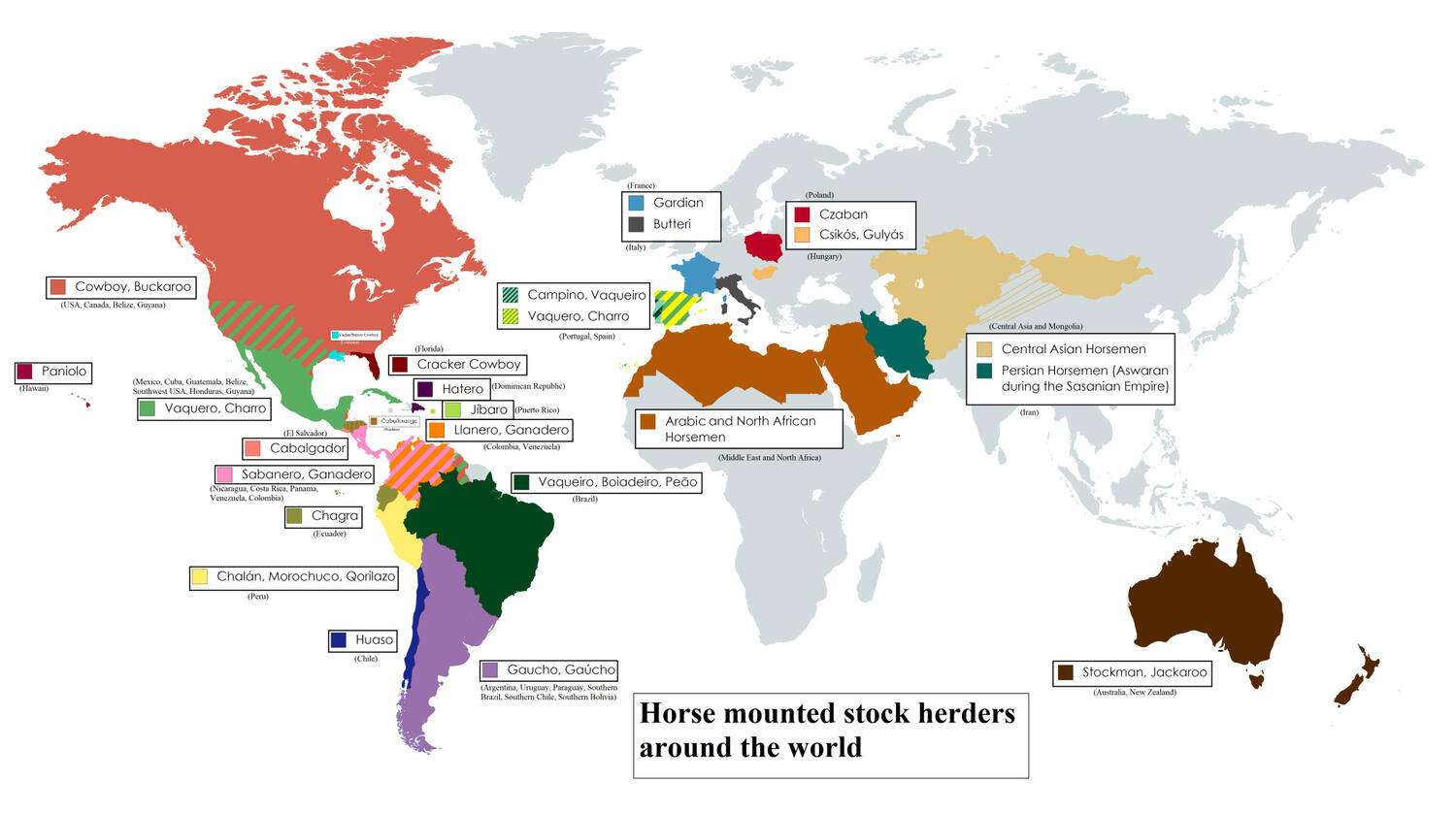 Mounted stock herders or “Cowboys” around the world