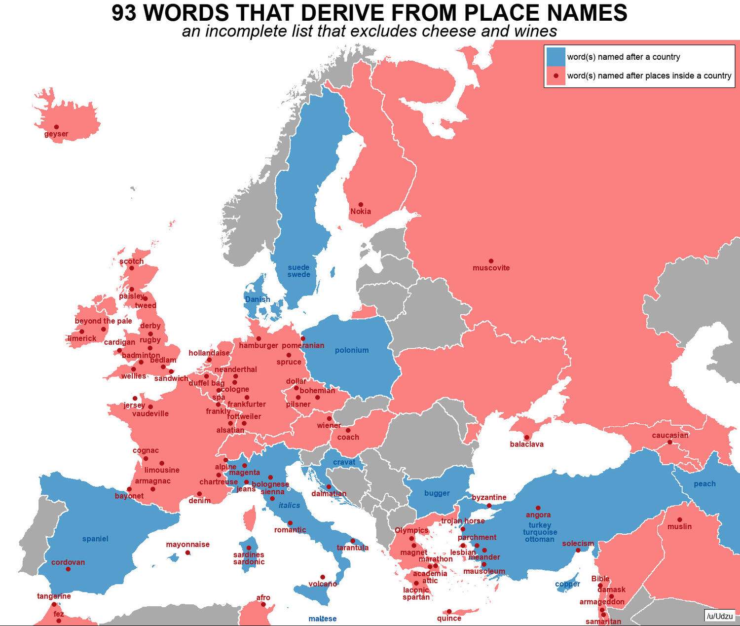 English words that derive from place names