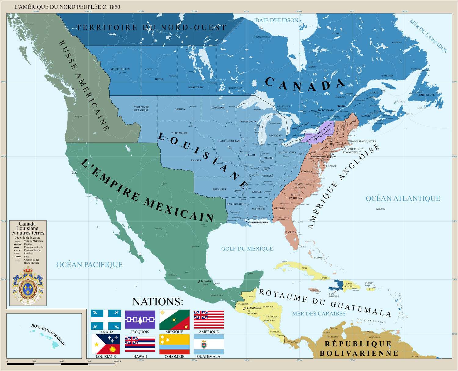 French North America, c. 1850