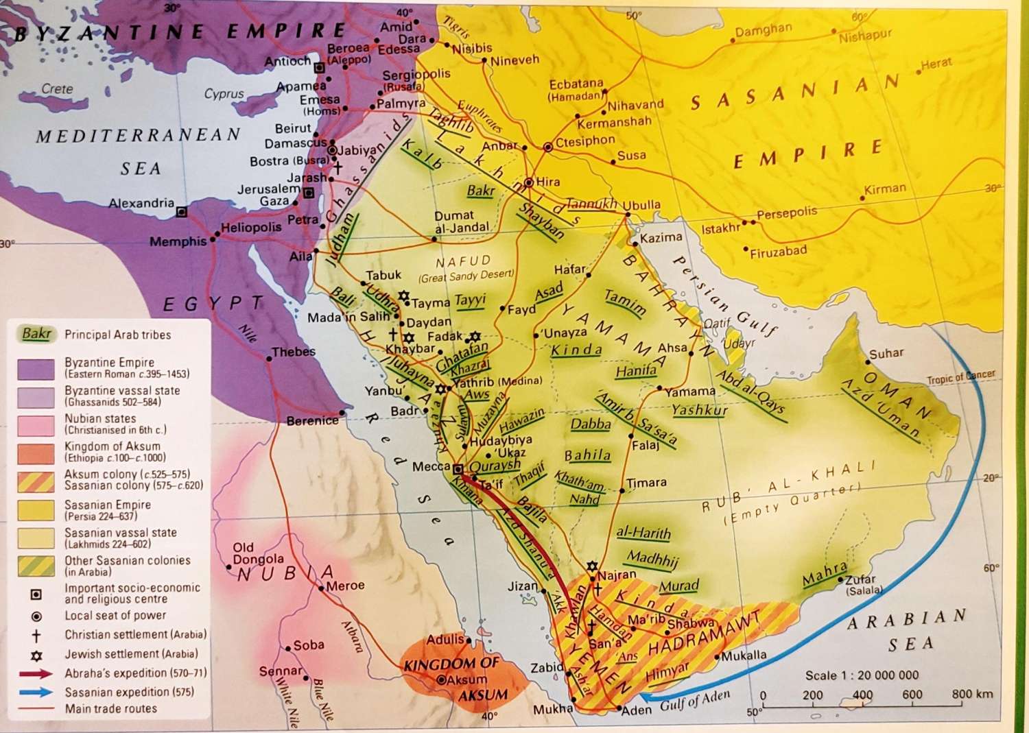 Map of Arabia before Islamisation