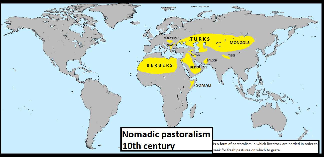 Nomadic pastoralism around the world (10th century )