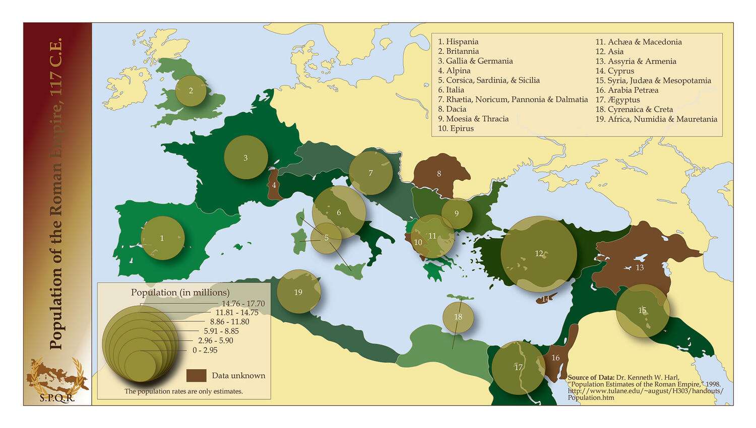 Population of the Roman Empire, 117 C.E
