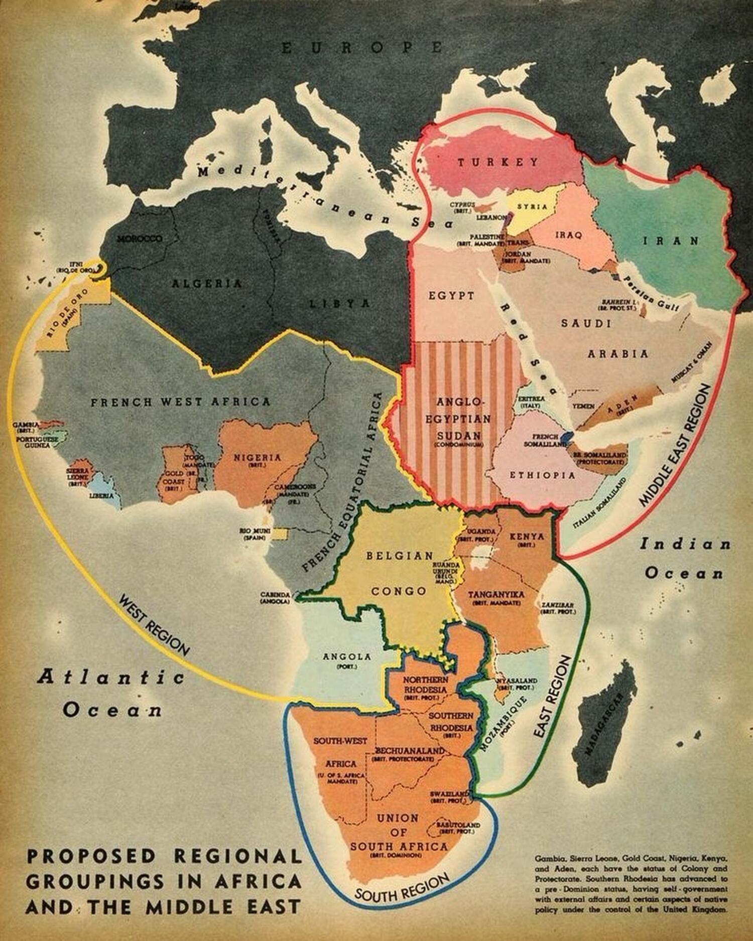 Proposed Regional Grouping of Africa and the Middle East from 1944 