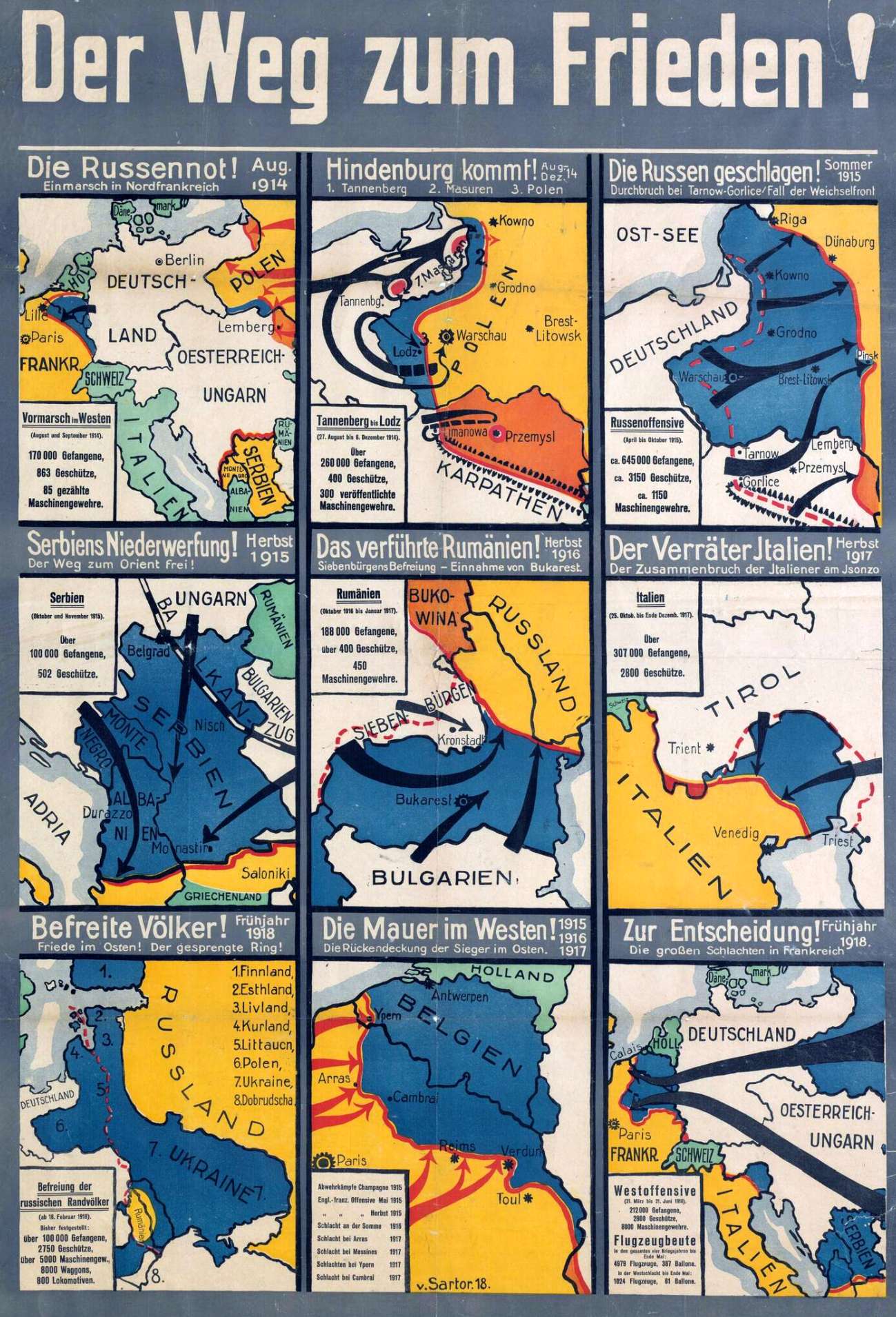 "The Way to Peace!", Germany, promoting the advances of the Central Powers and the German Spring Offensive, 1918