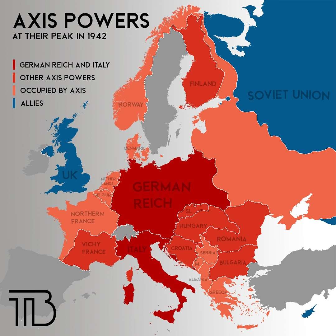 Axis powers at their peak in 1942