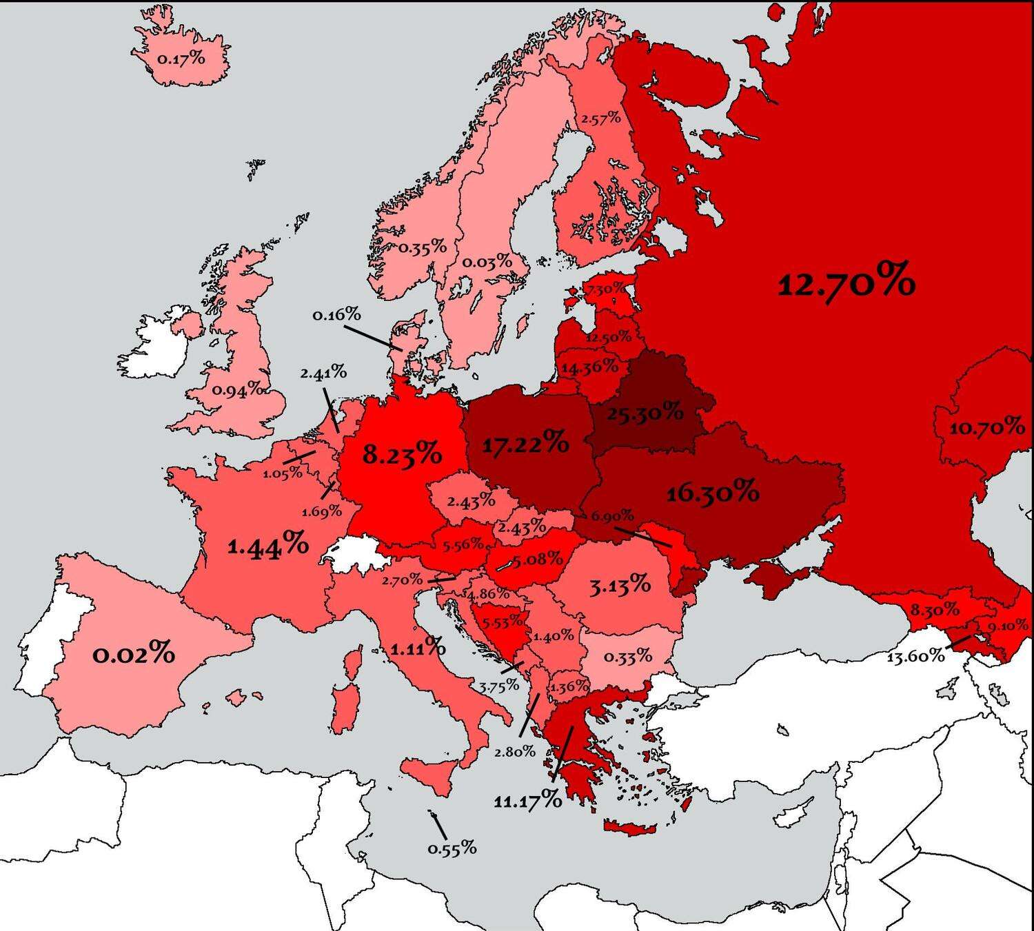 Countries that lost the most people in WW2