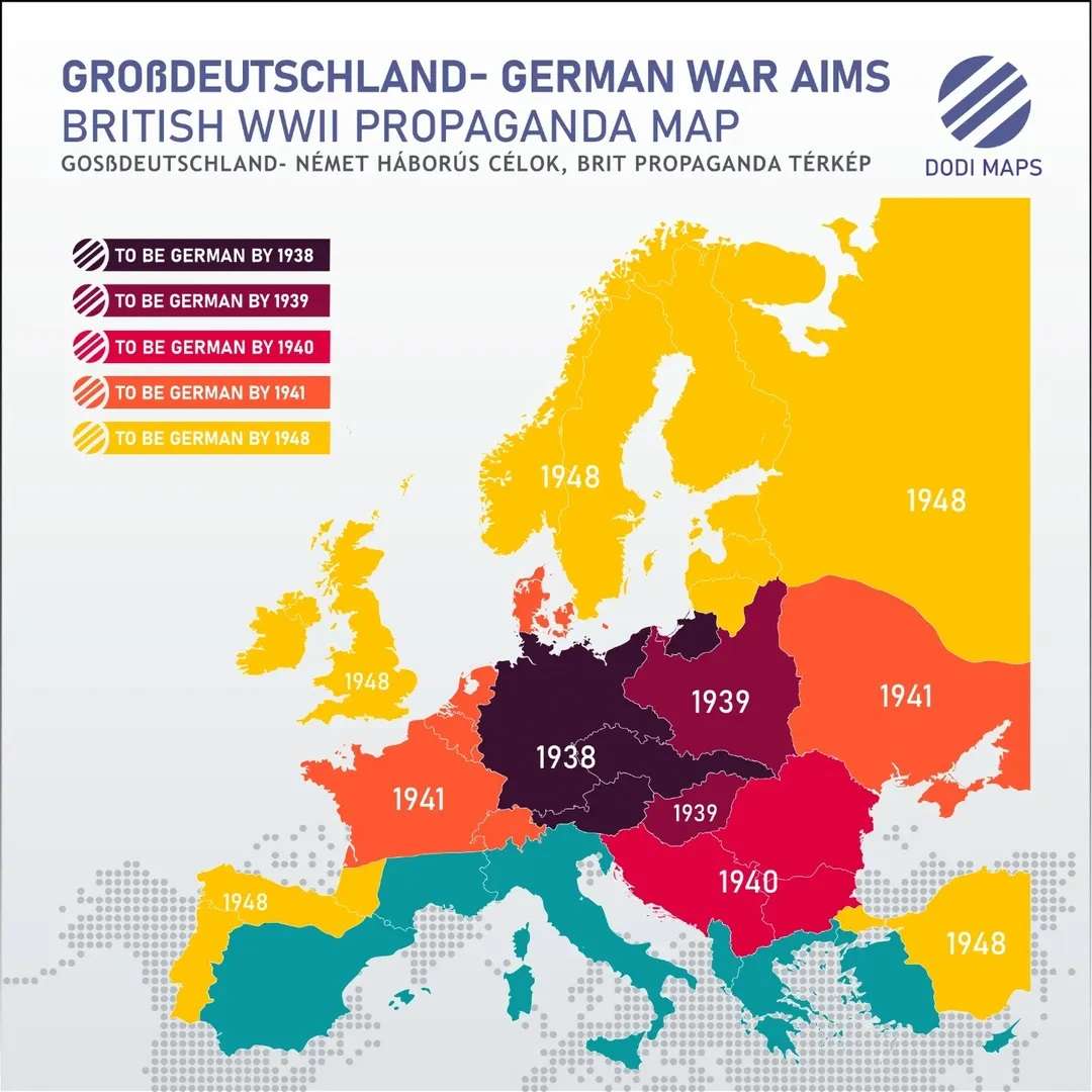 German war aims according to British WWII propaganda maps