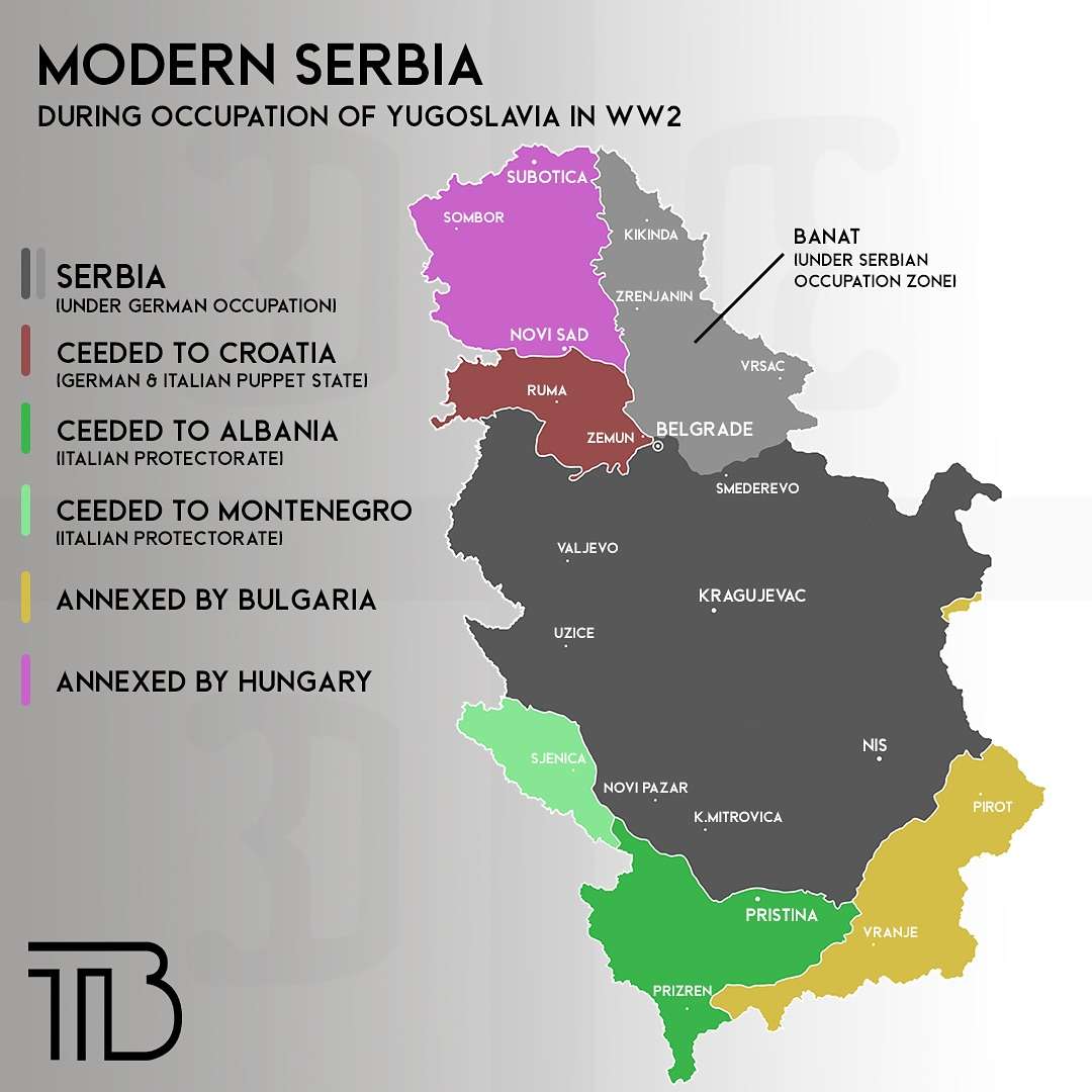Modern Serbia during occupation of Yugoslavia in World War 2