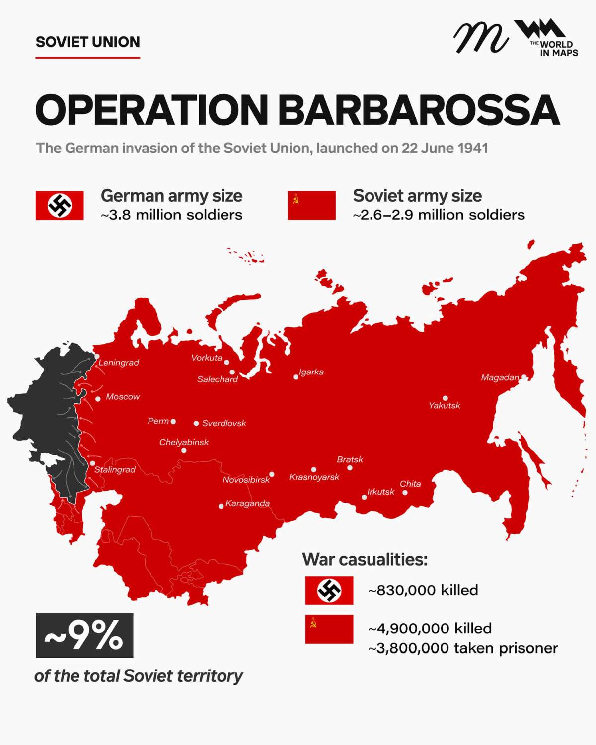 Operation Barbarossa: The German invasion of the Soviet Union, launched on 22 June 1941