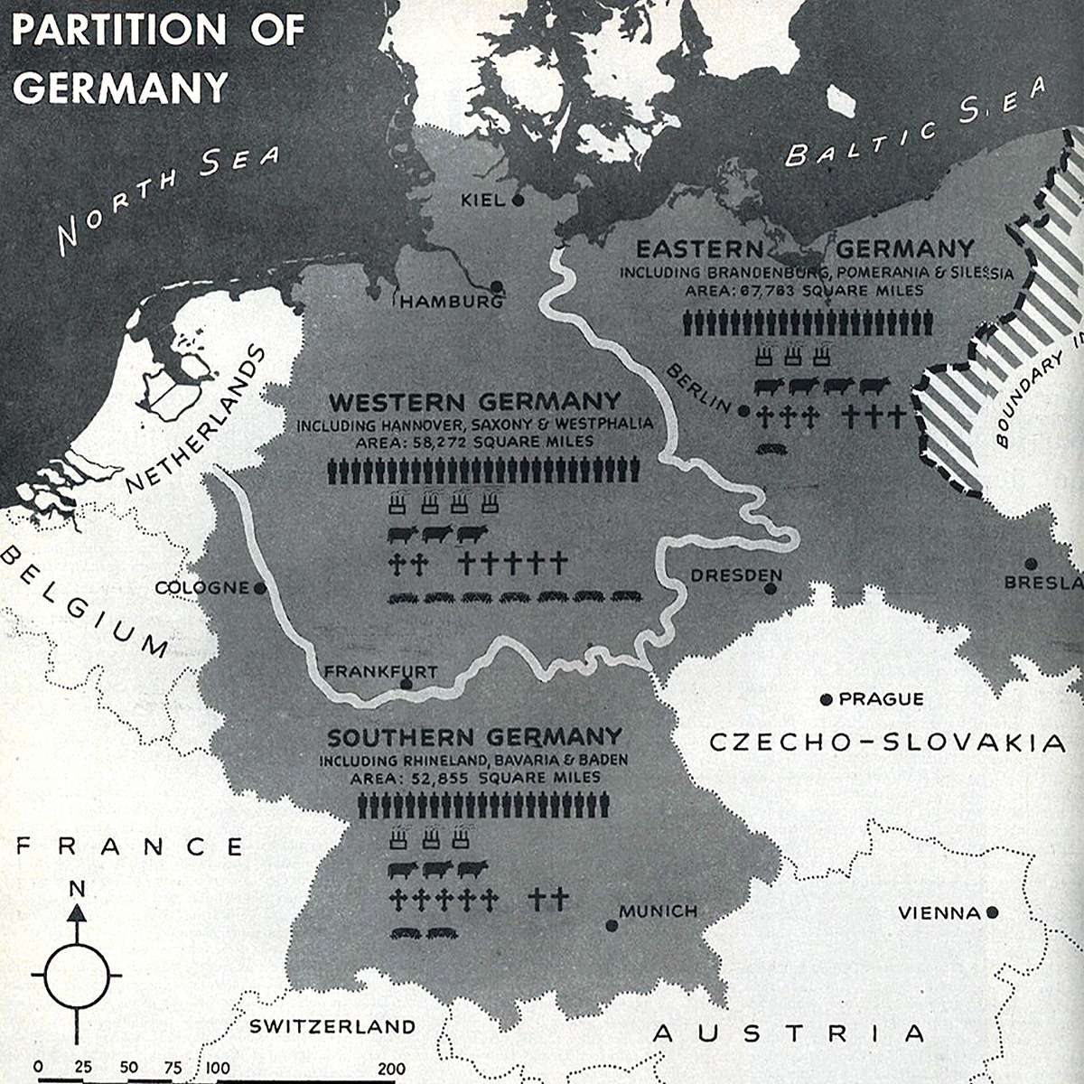 Post war partition of Germany, as proposed by Summer Welles, 1944
